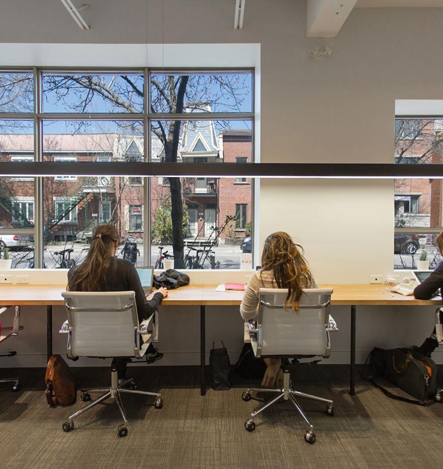 Desk in coworking space