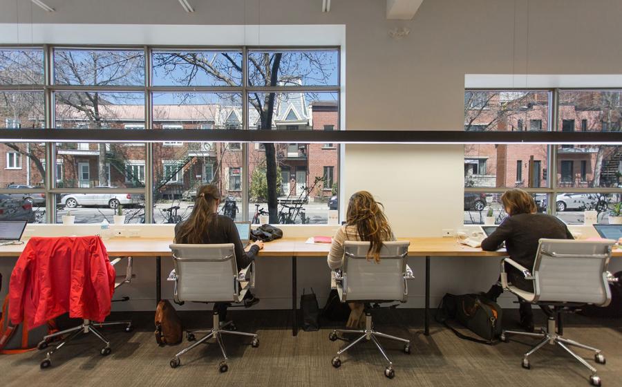 Desk in coworking space